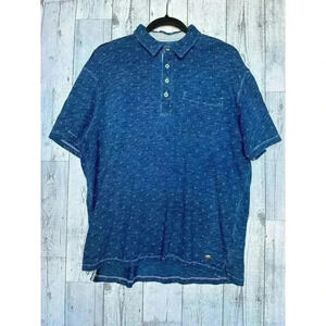 True Grit California Mens Navy Anchors Polo Shirt Size Large